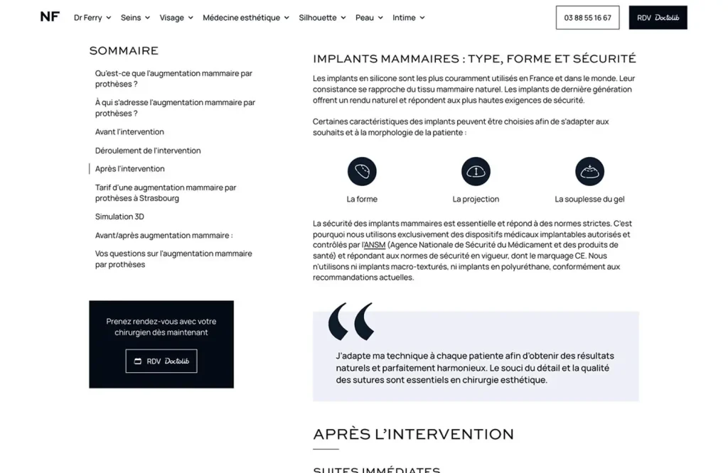 Refonte du site du Dr Ferry - Chirurgie esthétique 2 Desktop 1 Ferry