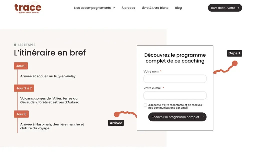 Création du site Trace 3 Page site web Trace