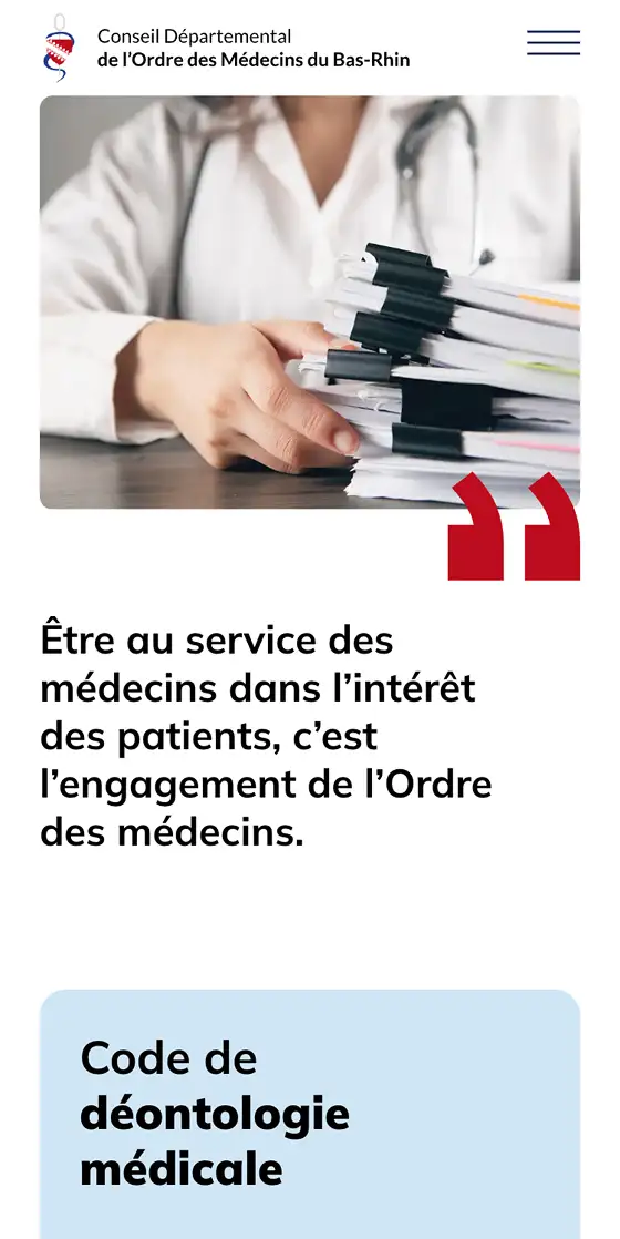 Refonte du site du conseil départemental de l'ordre des médecins 67 4 Version mobile du site CDOM67