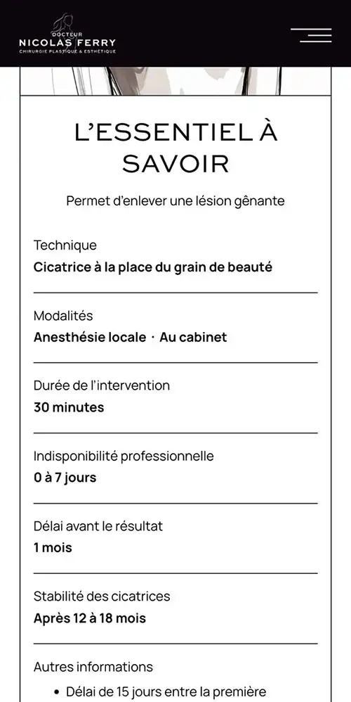 Refonte du site du Dr Ferry - Chirurgie esthétique 5 Mobile 2 Ferry