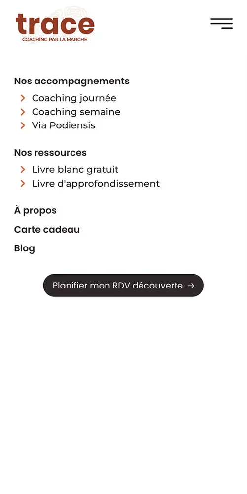 Création du site Trace 6 Version mobile Trace