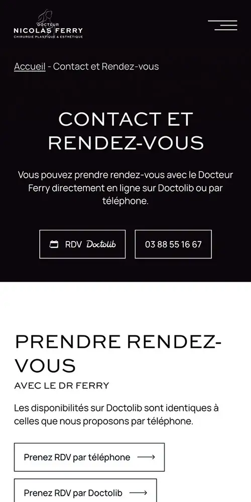 Refonte du site du Dr Ferry - Chirurgie esthétique 7 Mobile 4 Ferry